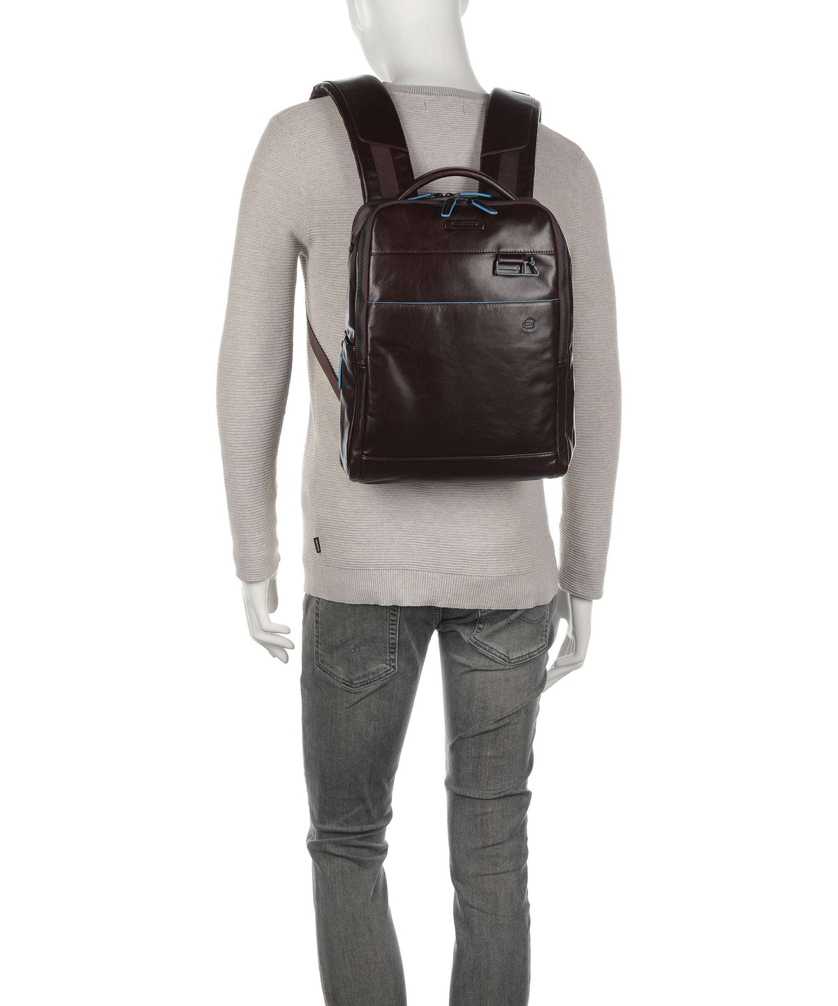 Piquadro Blue Square Revamp RFID Laptop backpack mahogany