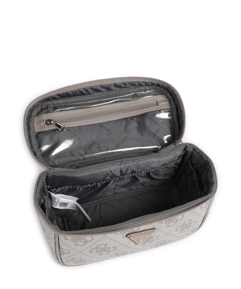 Guess Berta 4G Logo Toiletry bag dark taupe logo