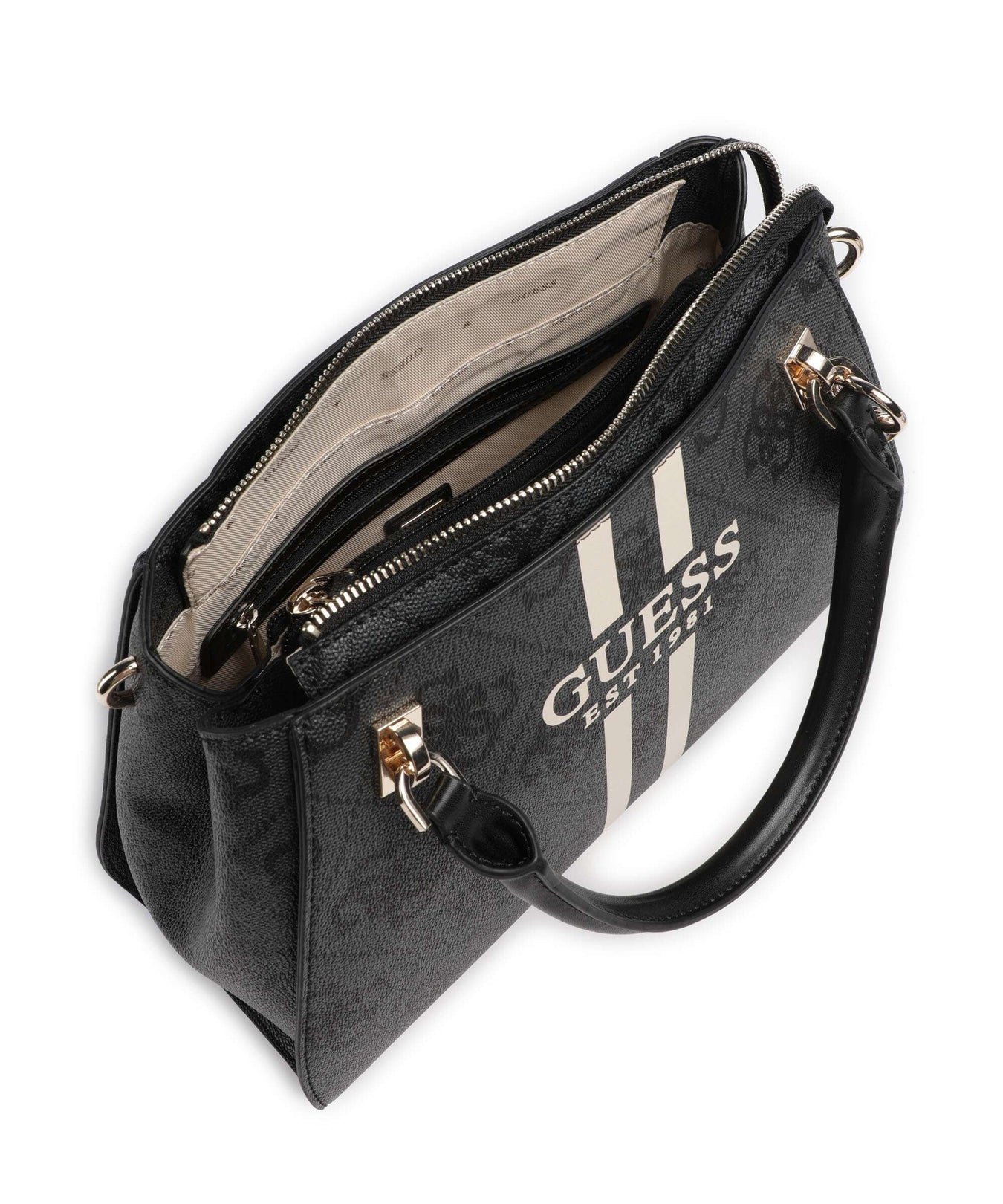 Guess Noelle 4G Logo Handbag coal logo