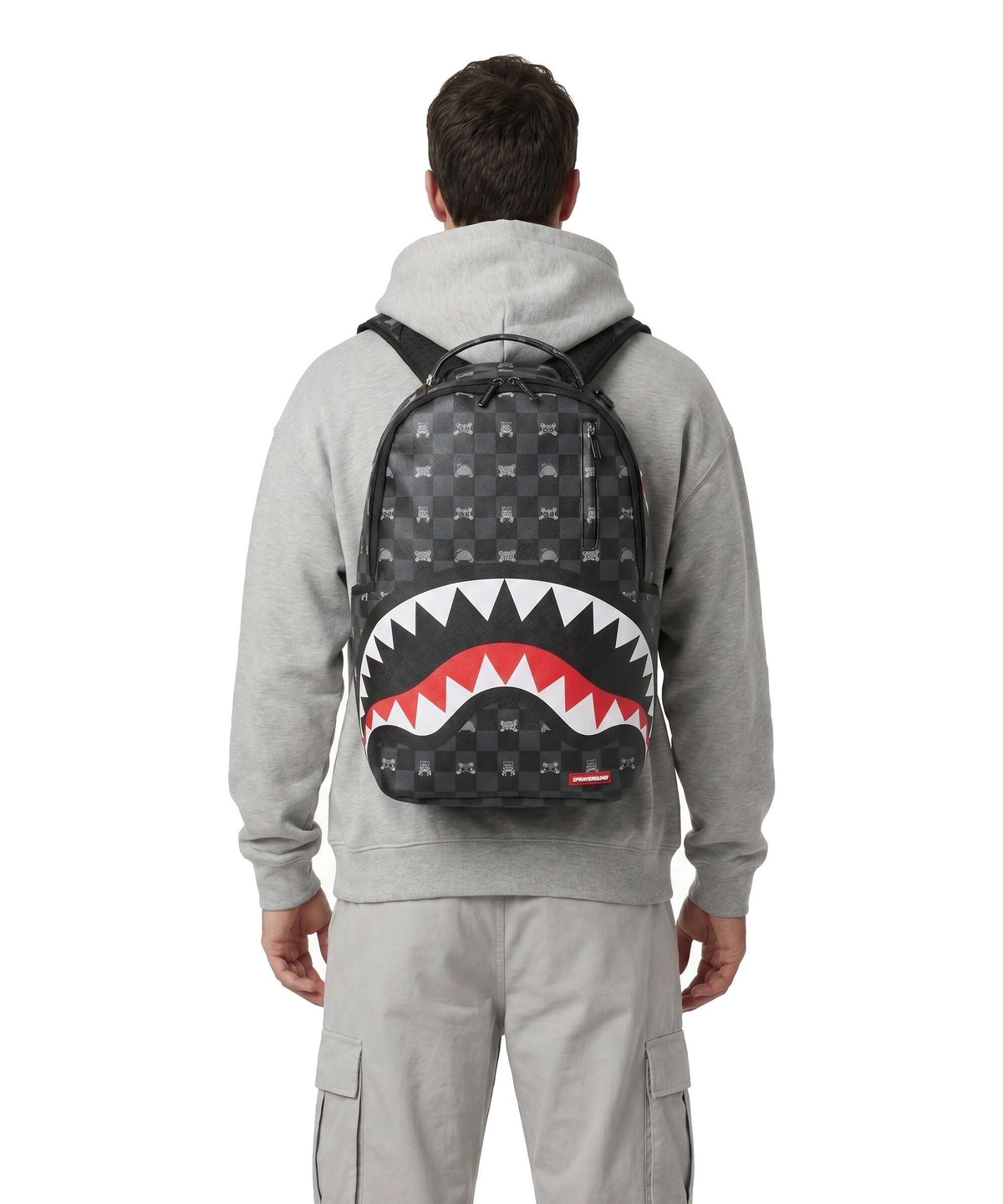 Sprayground Gray Peeking Character Check Backpack black