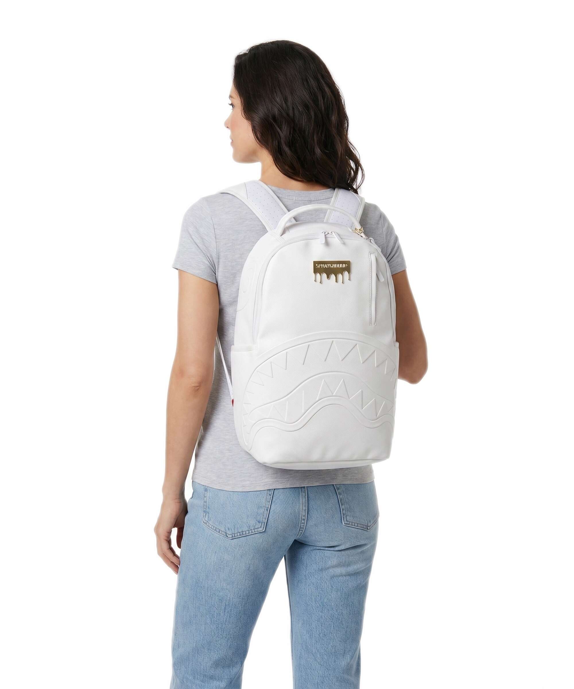 Sprayground Gold Brick Luxe White Backpack white