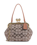 Coach Kisslock Frame Crystal Signature Jacquard Handbag burnished amber