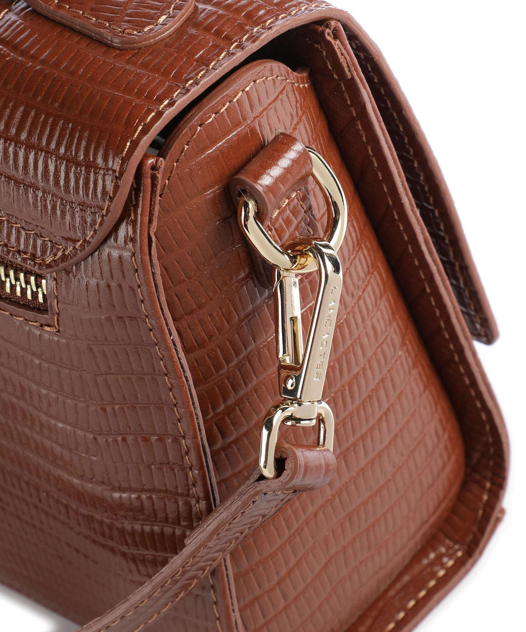 Lancaster Exotic Trinity Handbag cognac/lézard