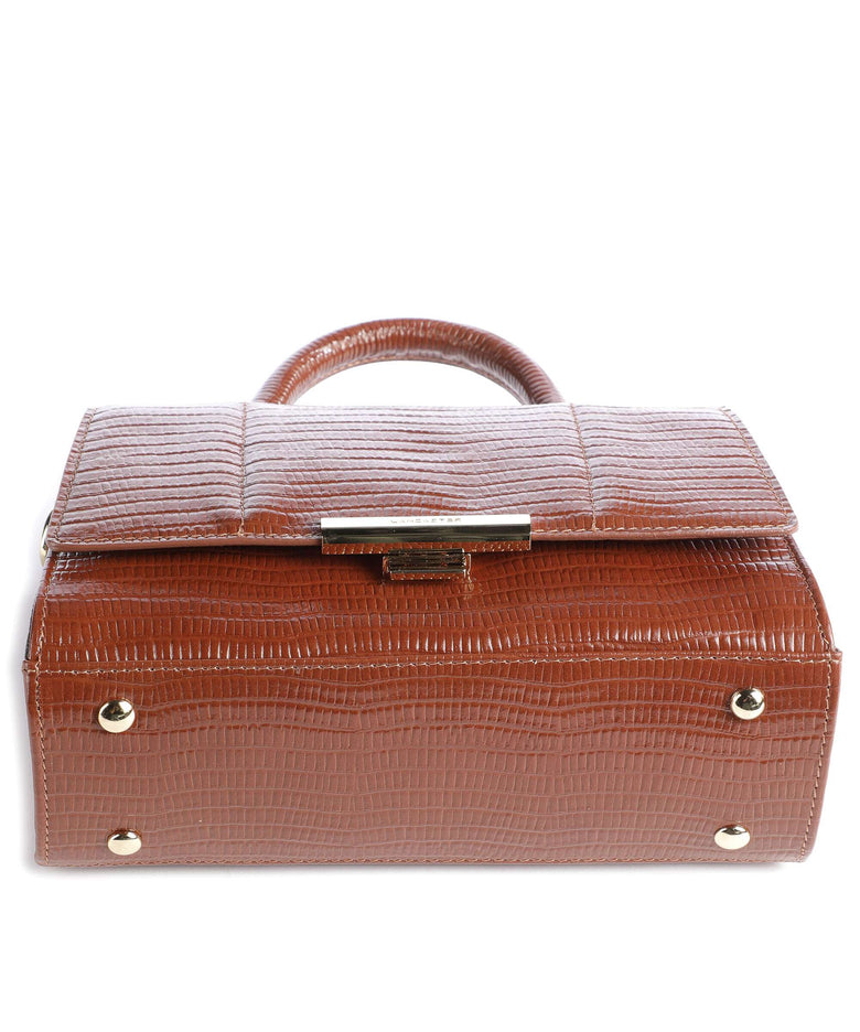 Lancaster Exotic Trinity Handbag cognac/lézard