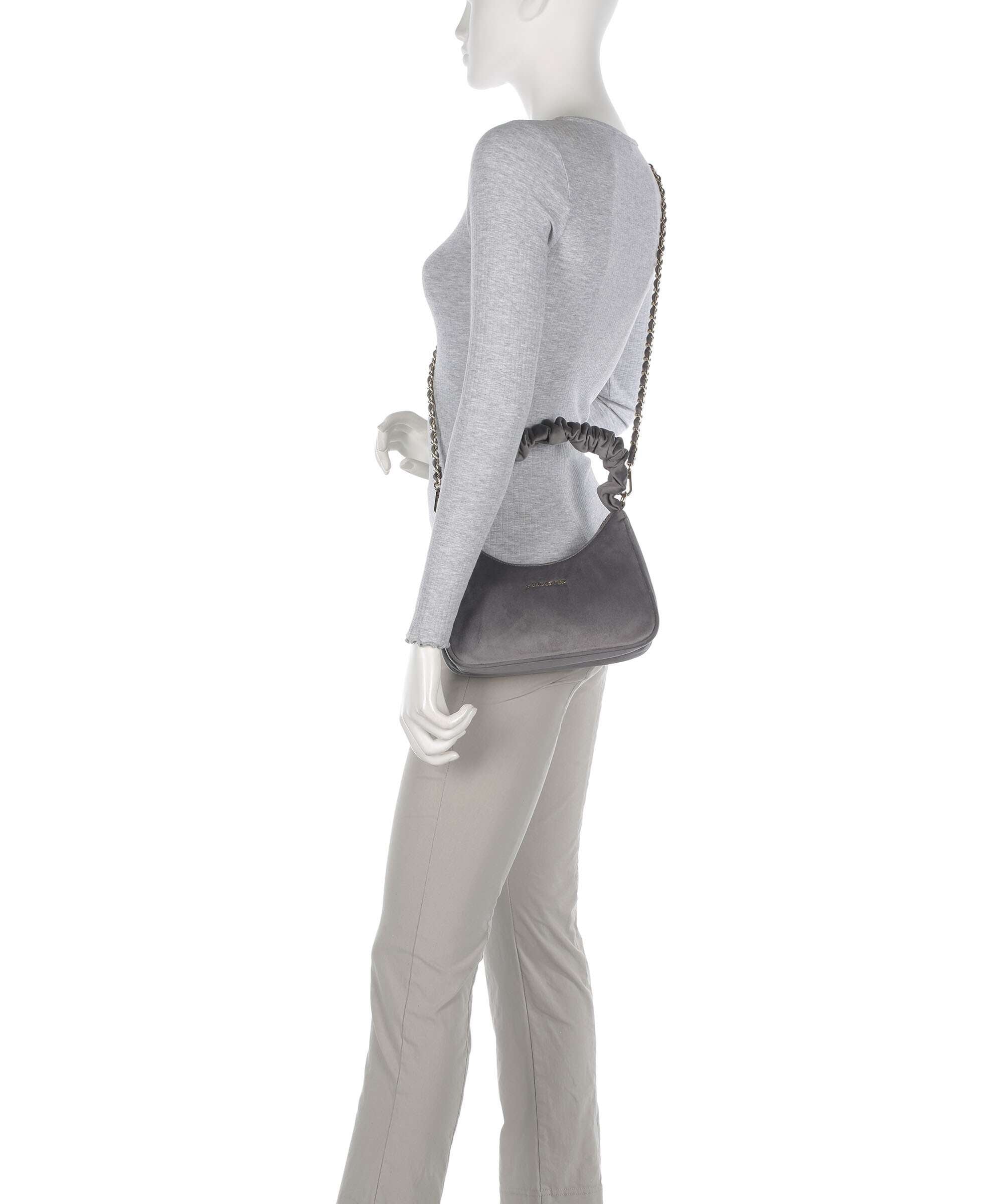 Lancaster Actual Chouchou Velvet Shoulder bag gris
