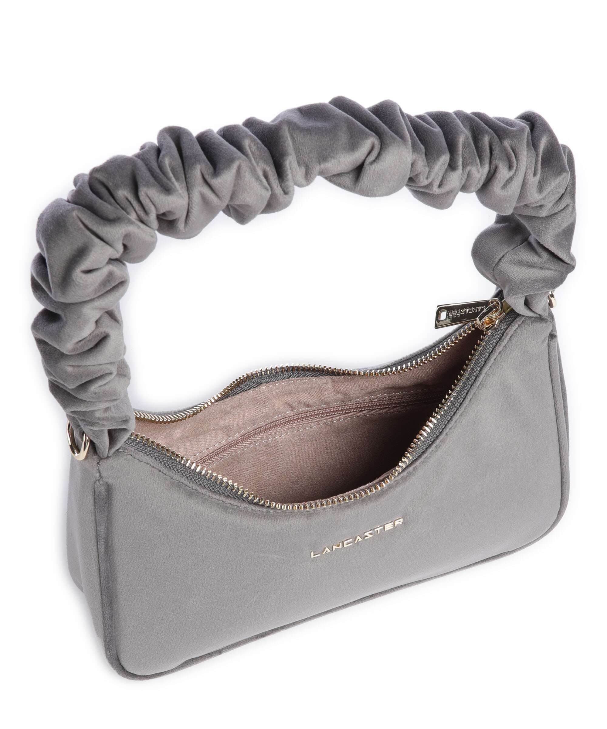 Lancaster Actual Chouchou Velvet Shoulder bag gris