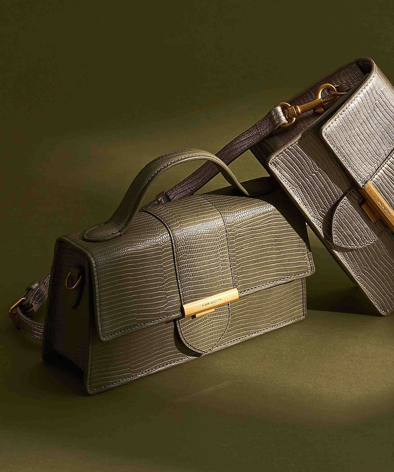 Lancaster Exotic Ily Crossbody bag olive/lézard