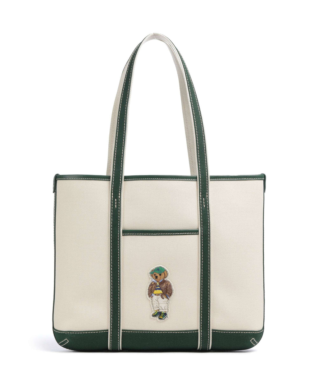 Polo Ralph Lauren Bear Fall Tote bag ecru/northwest pine