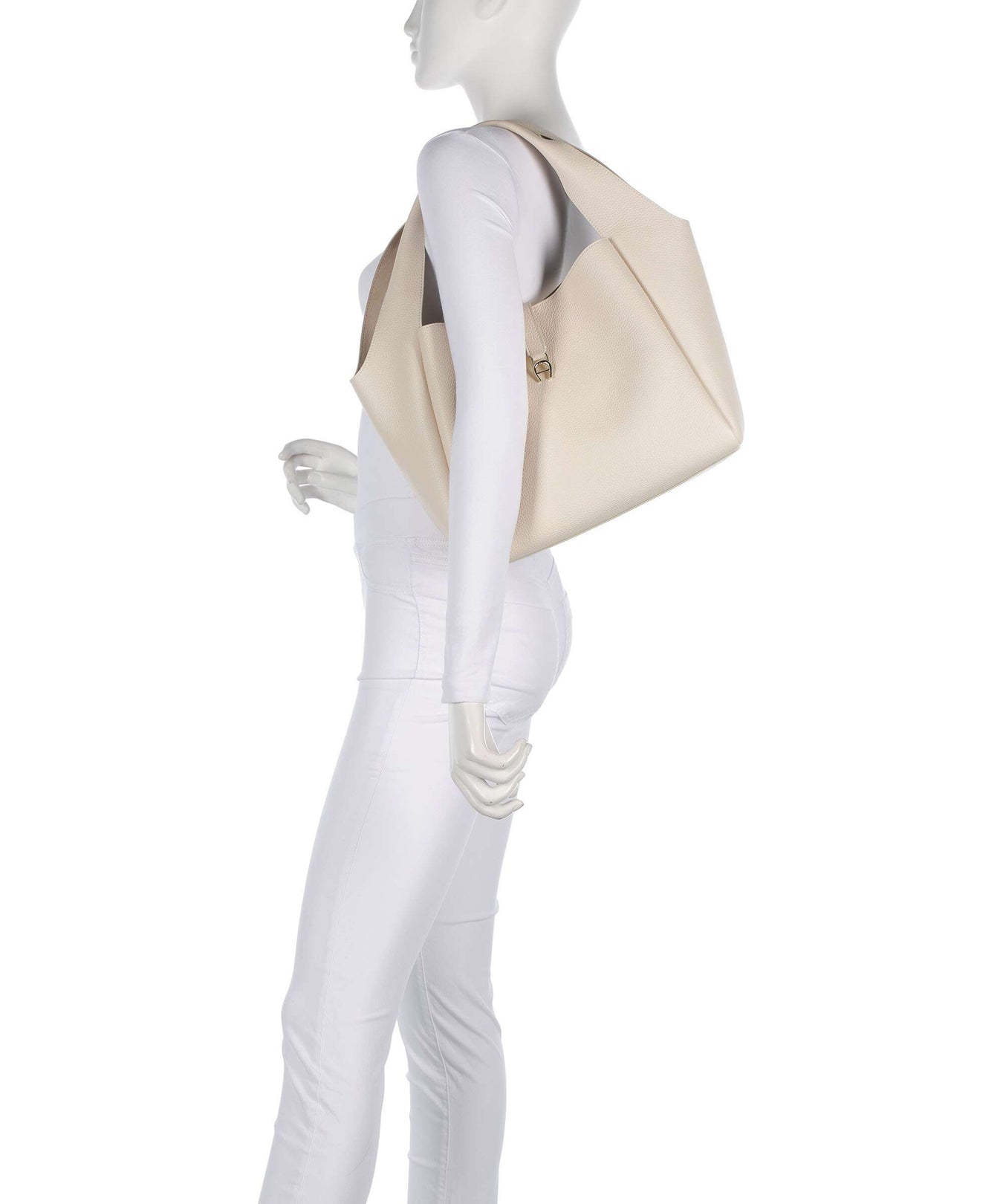 Aigner Zaira M Hobo bag macadamia white