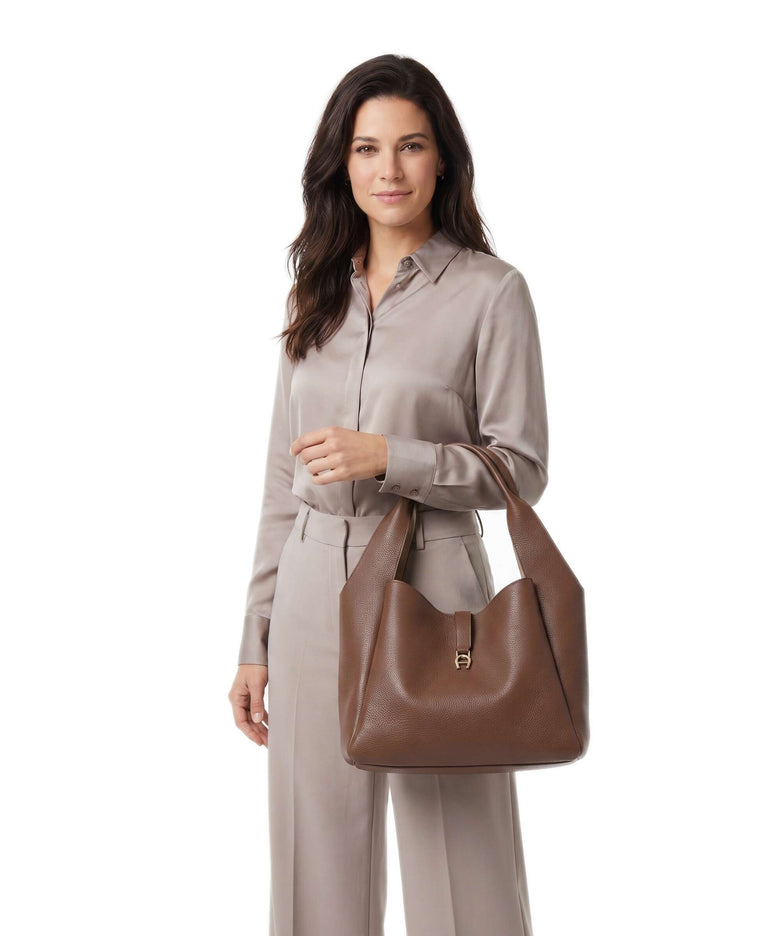 Aigner Zaira M Hobo bag saddle brown