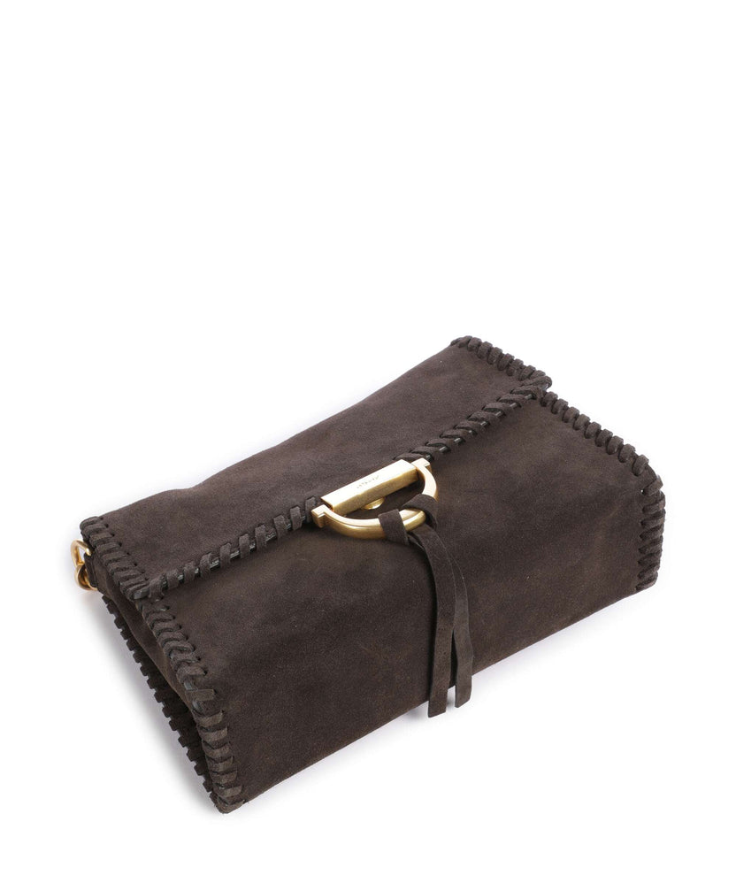 Abro Suede Temi Stitch Shoulder bag dark brown