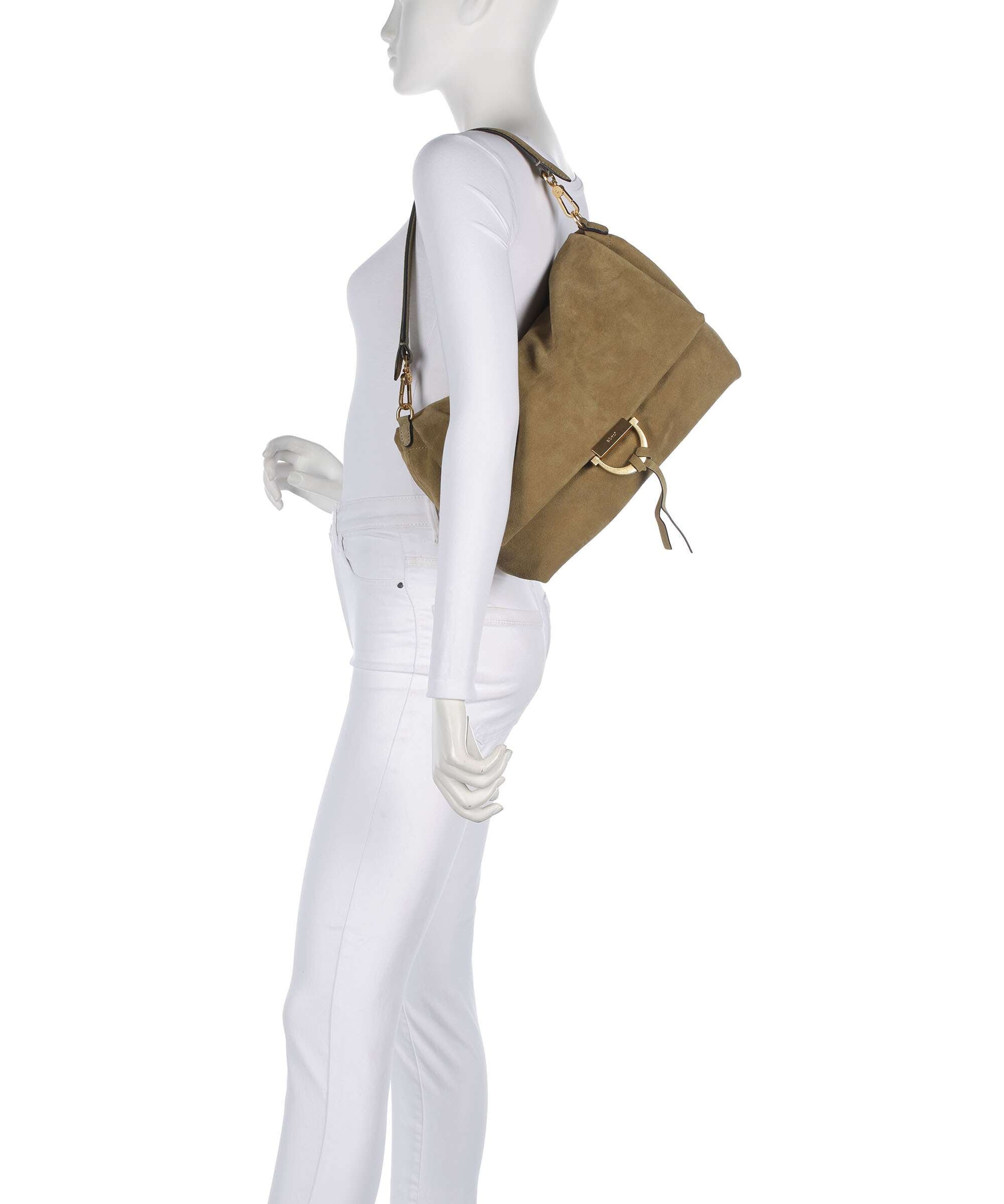 Abro Suede Temi Large Shoulder bag mud