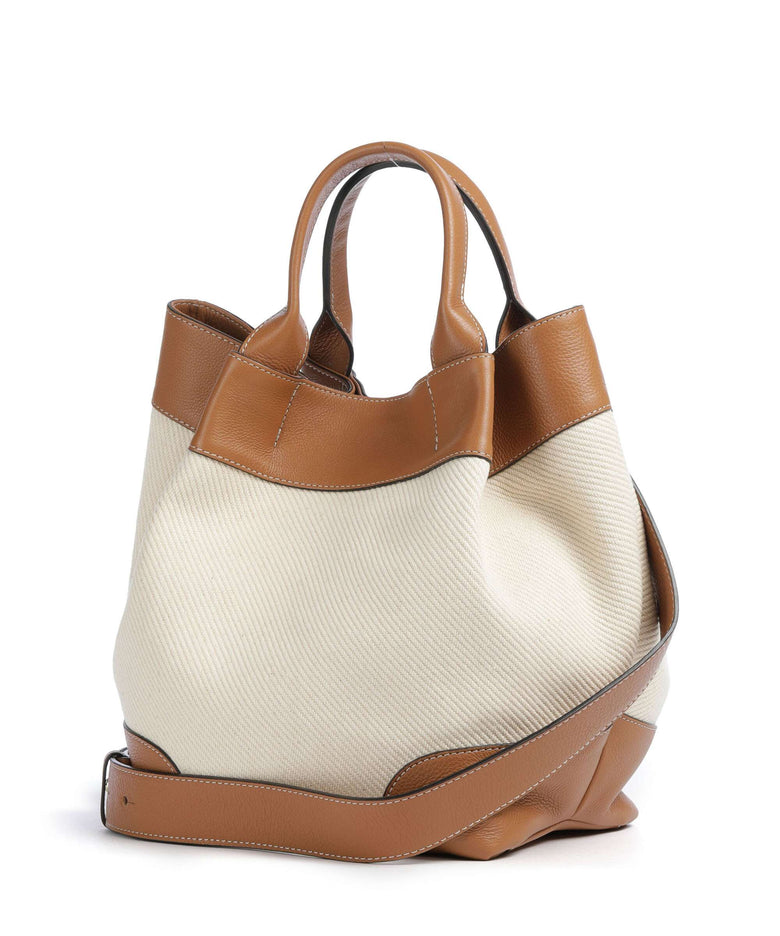 Abro Super Drill Essential Medium Handbag ivory/cuoio
