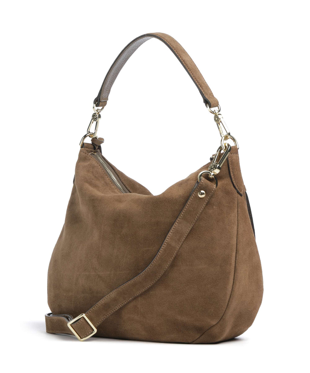 Abro Suede Juna Small Hobo bag khaki
