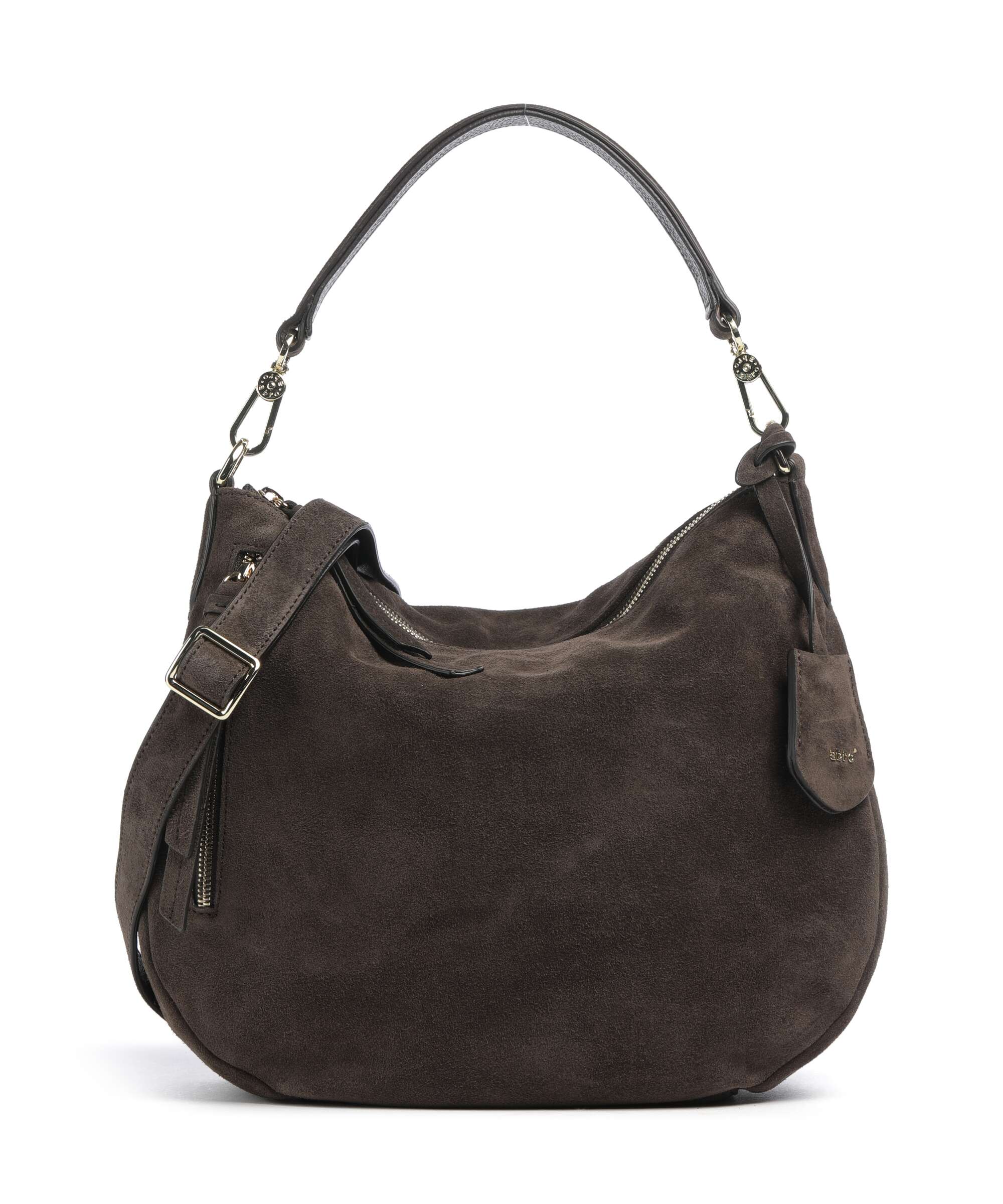 Abro Suede Juna Small Hobo bag dark brown