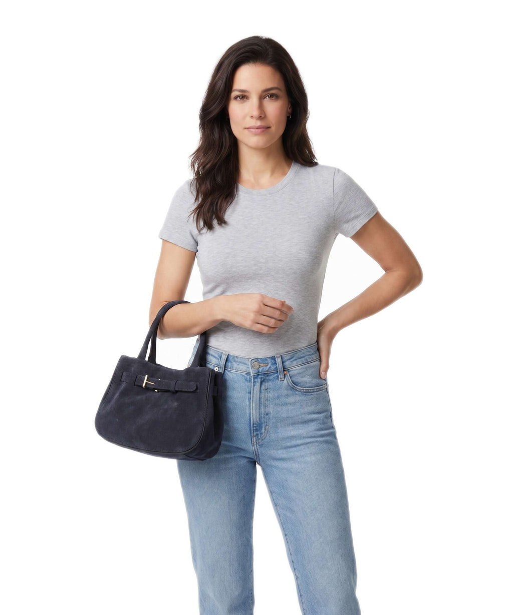 Abro Suede Jill Handbag navy