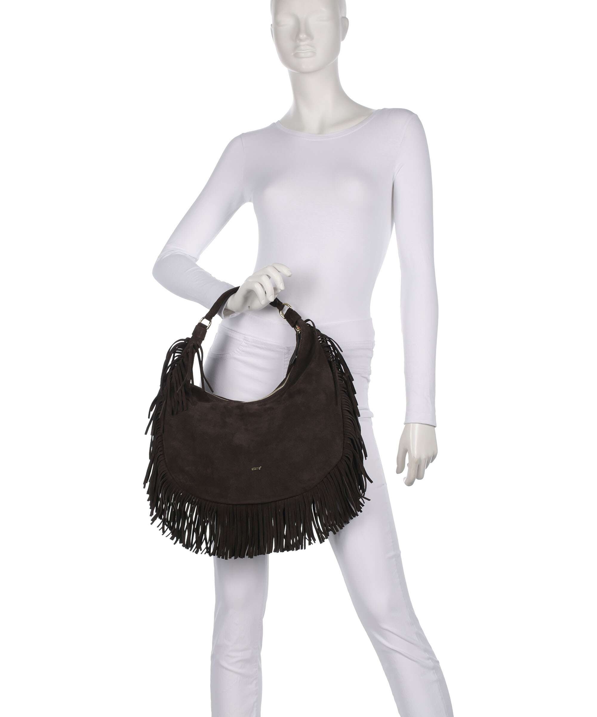 Abro Suede Nana Hobo bag dark brown