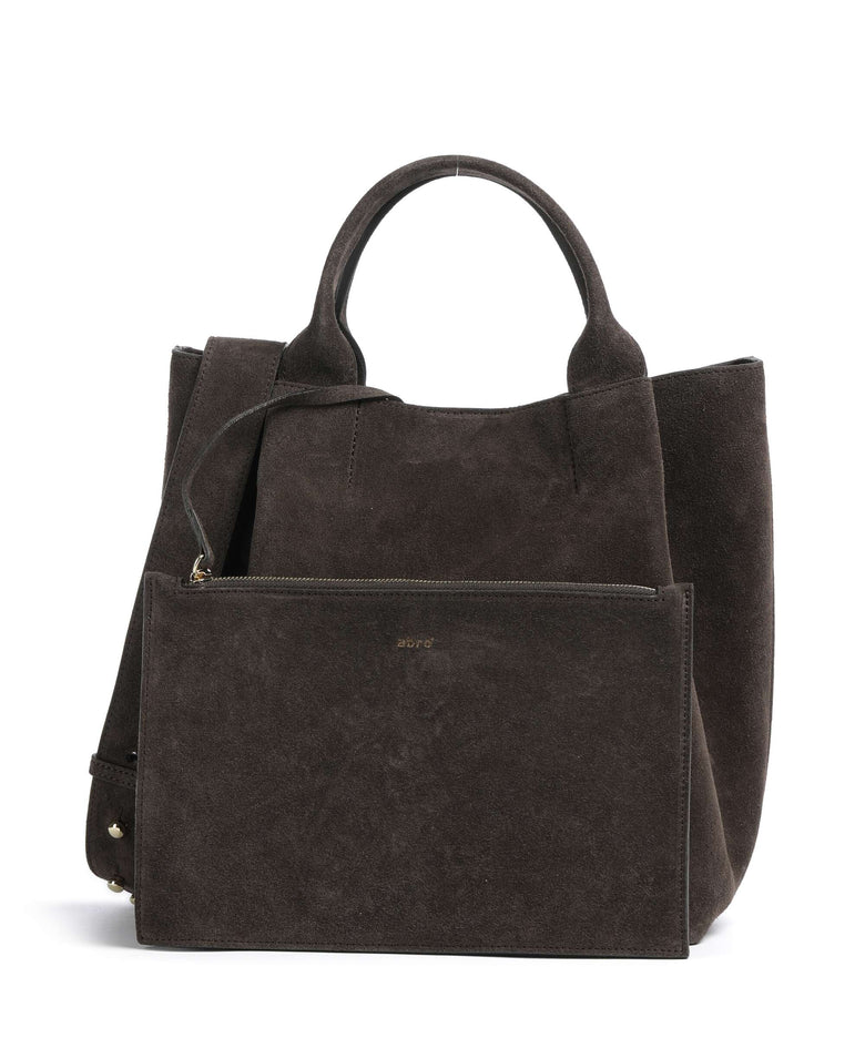 Abro Suede Essential Medium Handbag dark brown