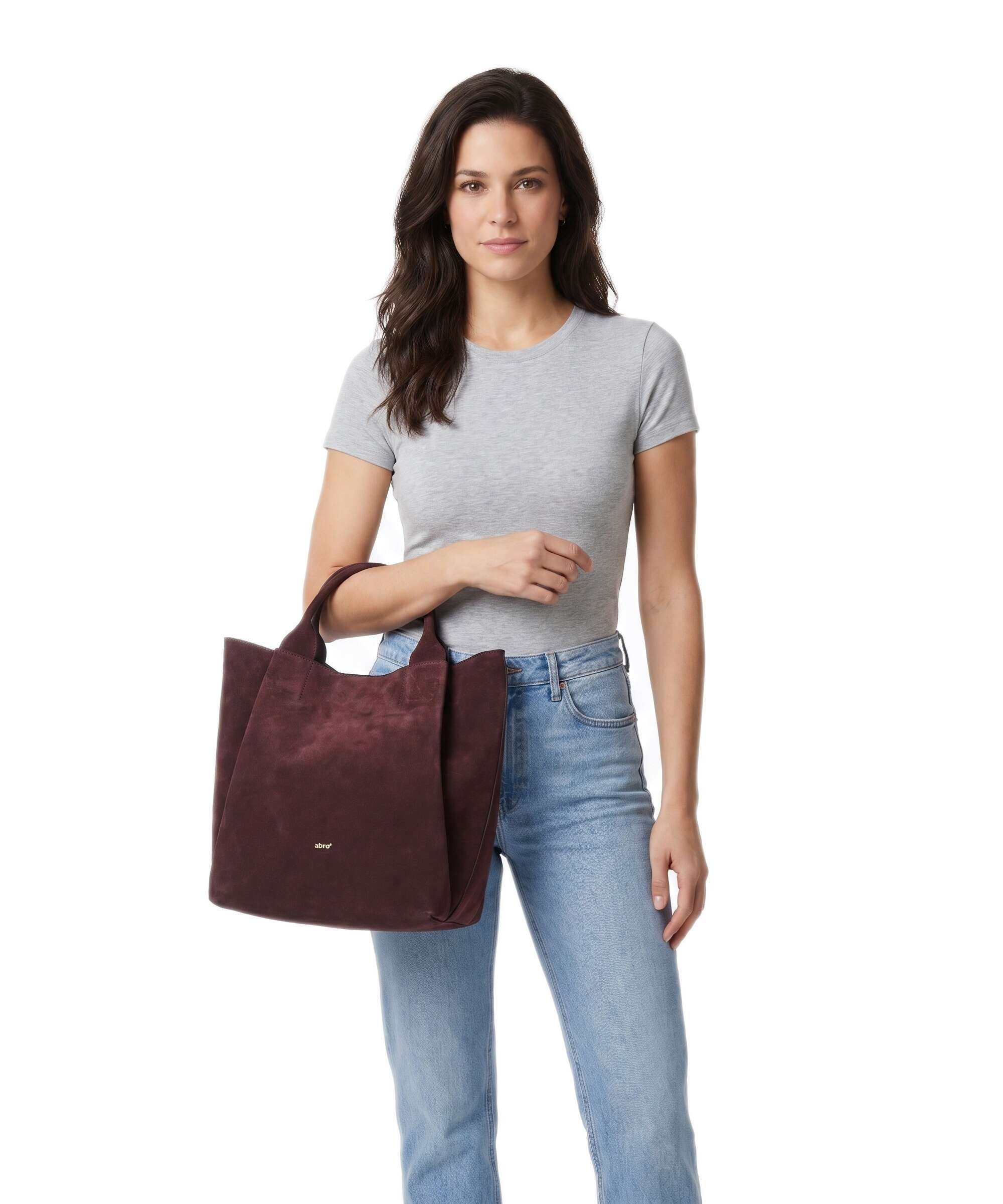 Abro Suede Essential Medium Handbag burgundy