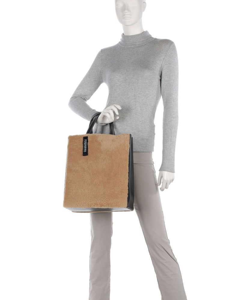 Liebeskind Paper Bag Shearling M Handbag dark clay