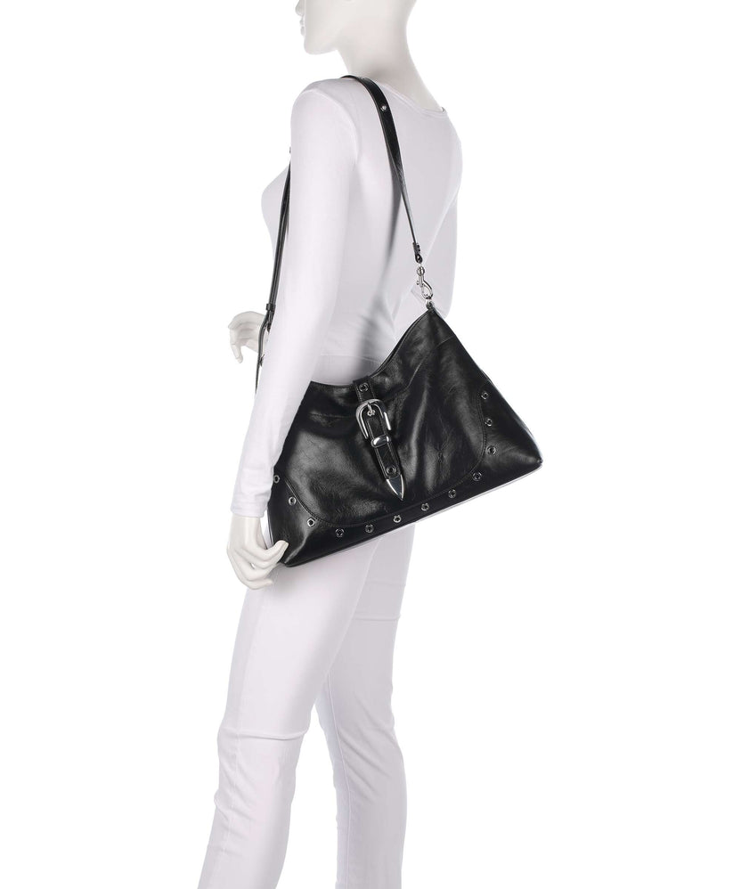Les Visionnaires Elisa Rivet Glossy Hobo bag black