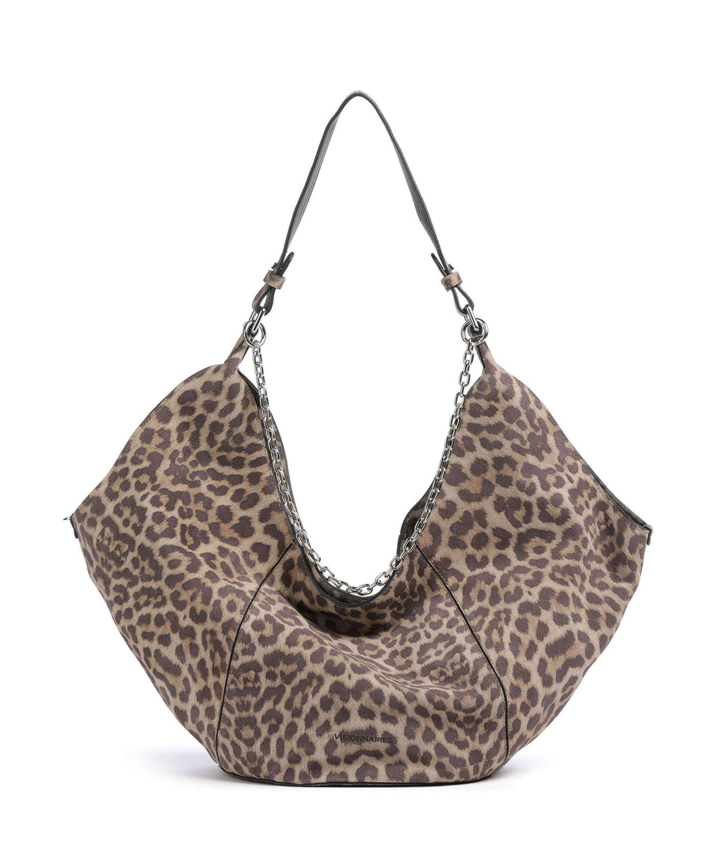 Les Visionnaires Amelie Cozy Chain Hobo bag leo print