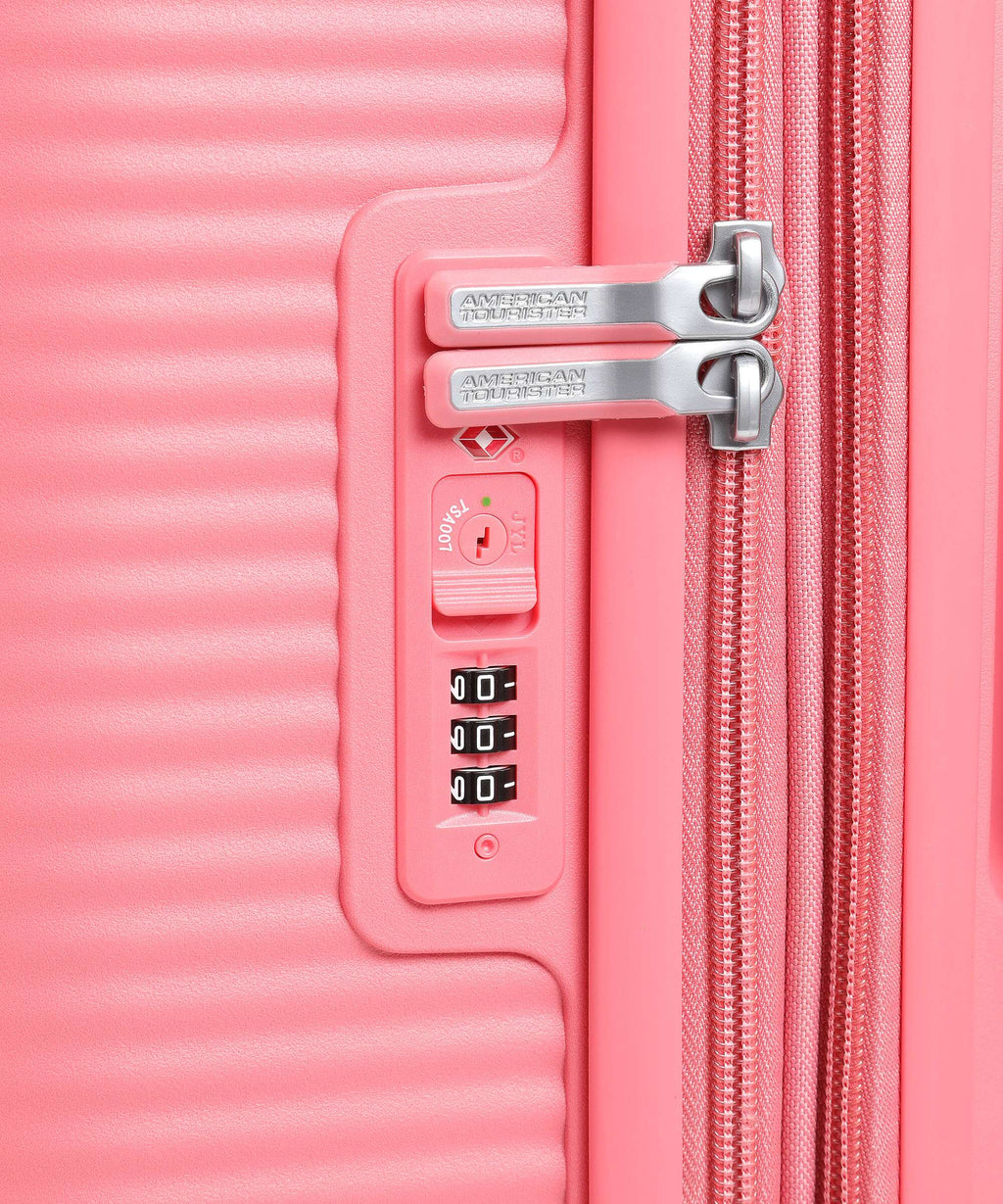 American Tourister Soundbox Spinner (4 wheels) sun kissed coral