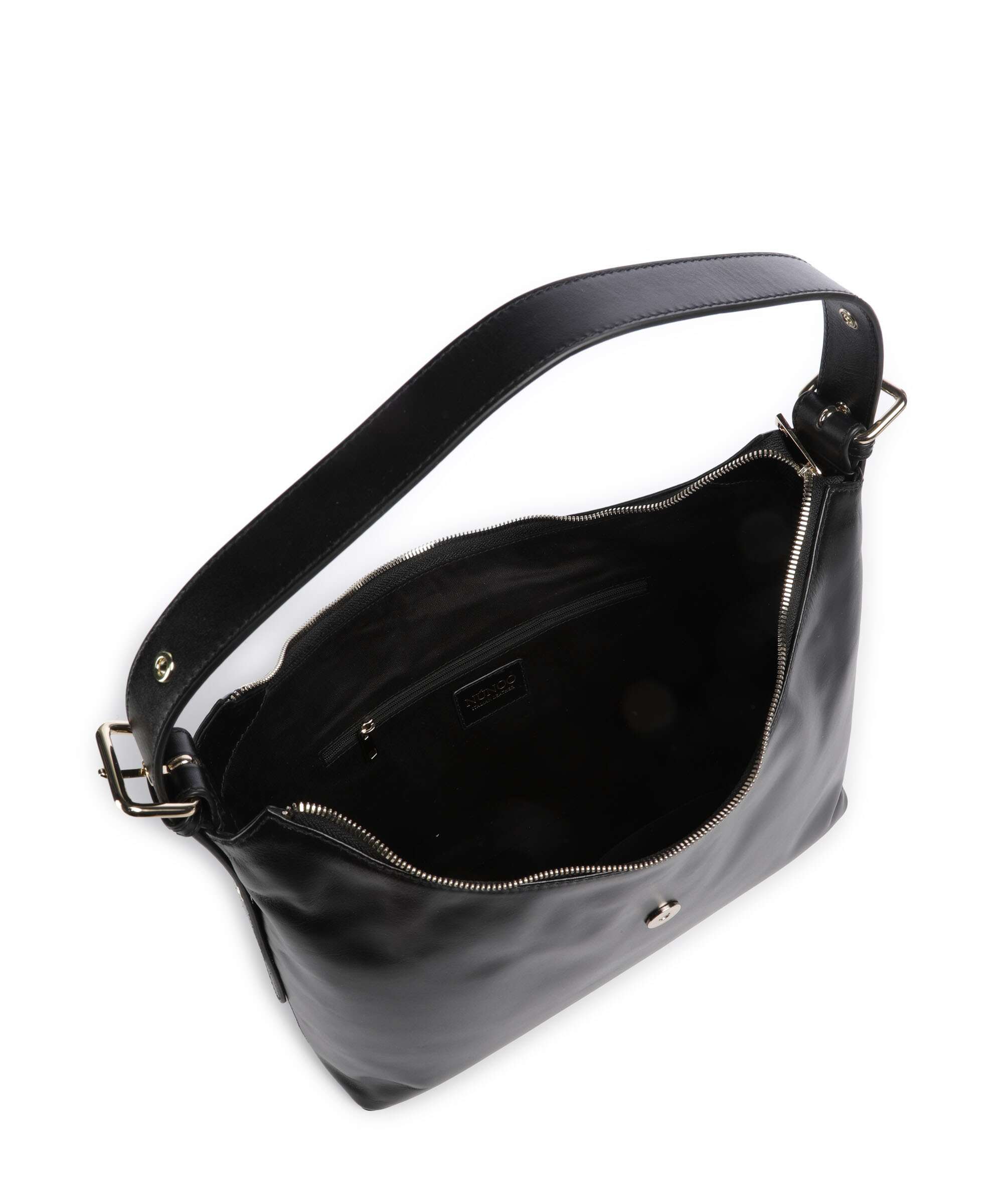 Núnoo Italian Leather Rio Buckle Hobo bag black