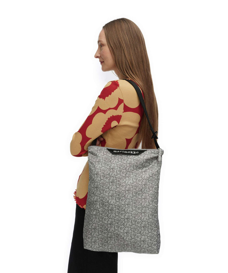 Marimekko Unikko Piirto Neat M Hobo bag grey/black