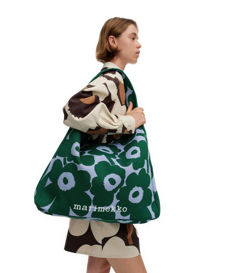 Marimekko Knitted Unikko Hobo bag dark green/blue