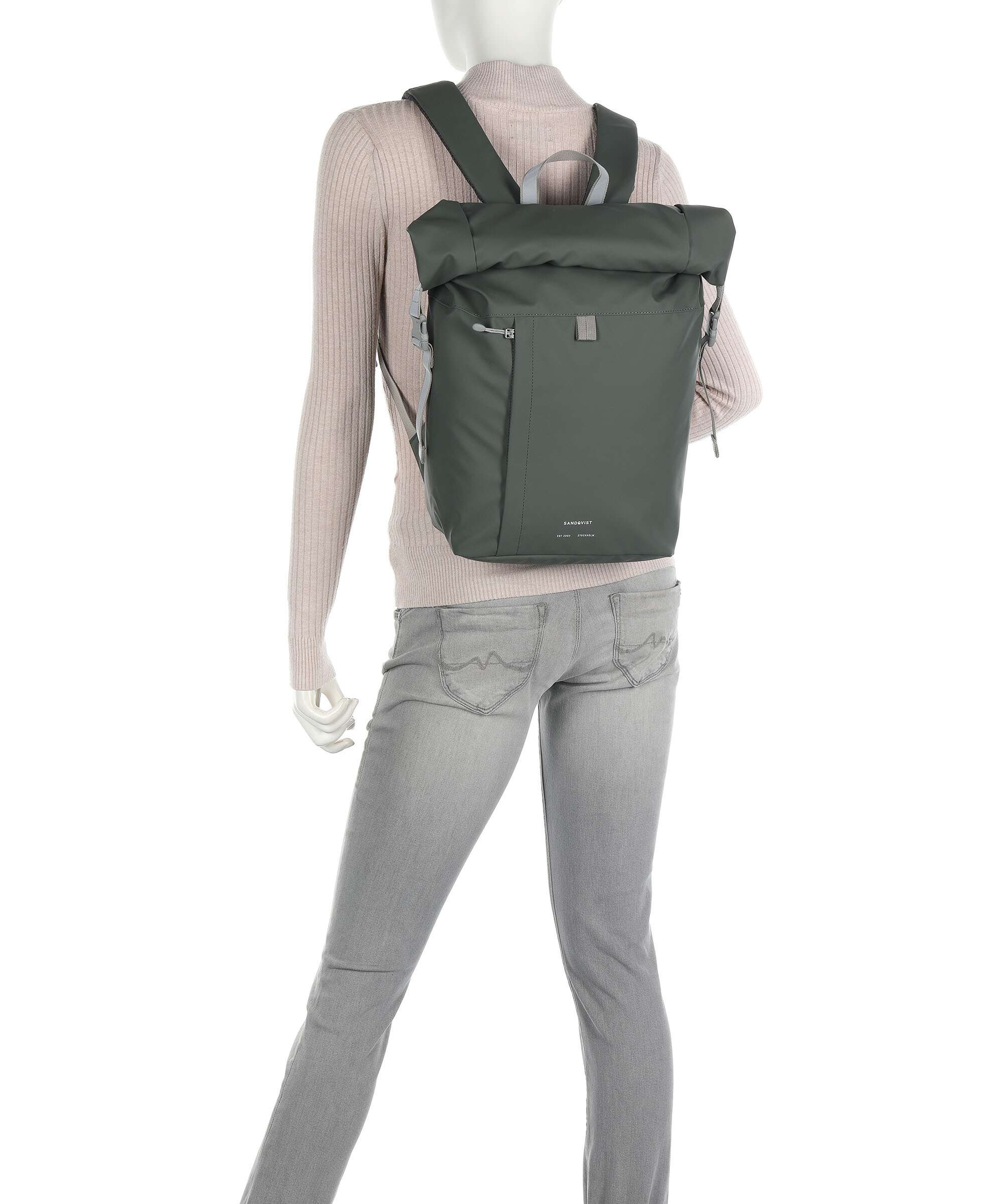 Sandqvist Stream Konrad Rolltop backpack multicolour/black/dark green