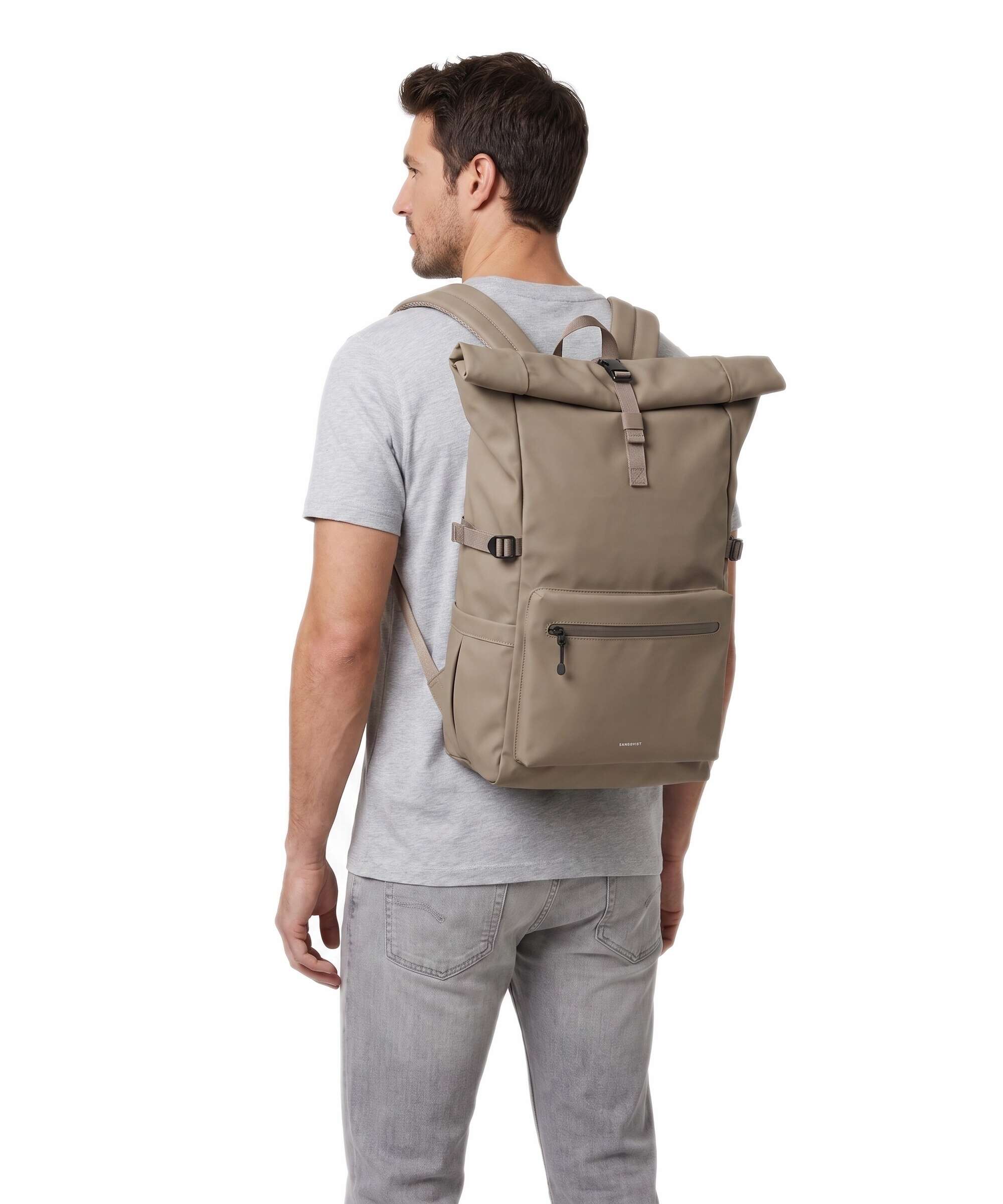 Sandqvist Stream L Rolltop backpack clay