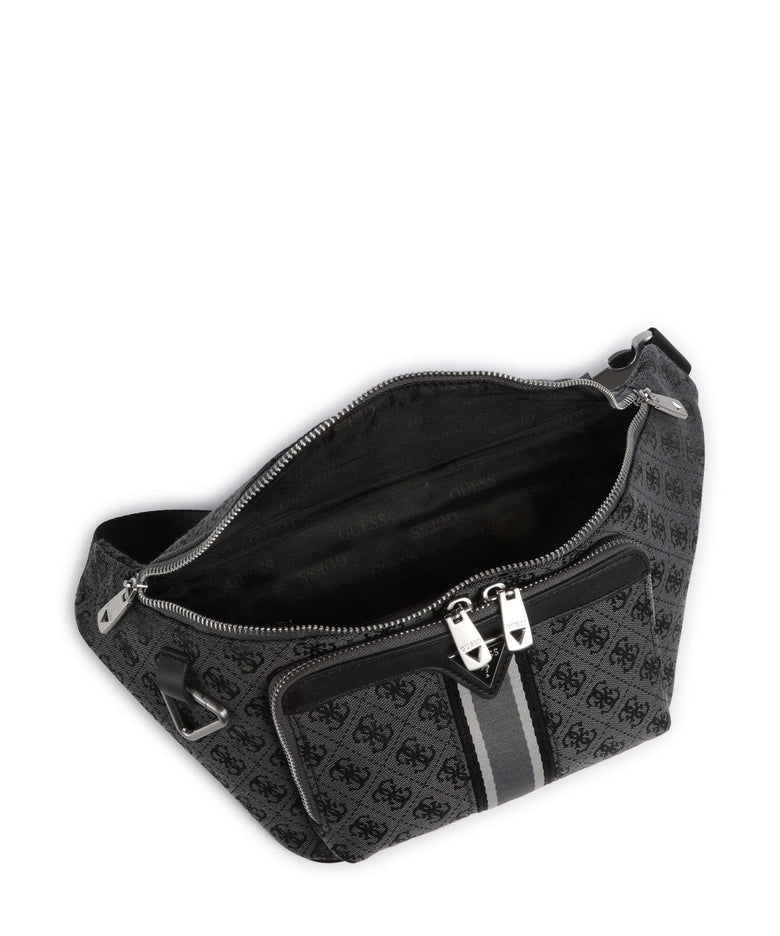 Guess Milano 4G Jacquard Stripe Belt bag coal/black