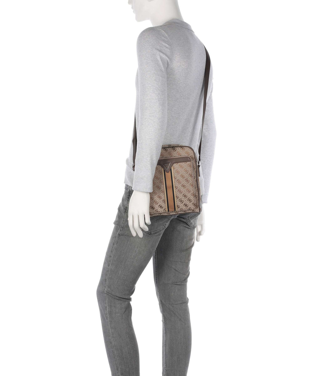 Guess Milano 4G Jacquard Stripe Crossbody bag beige/brown