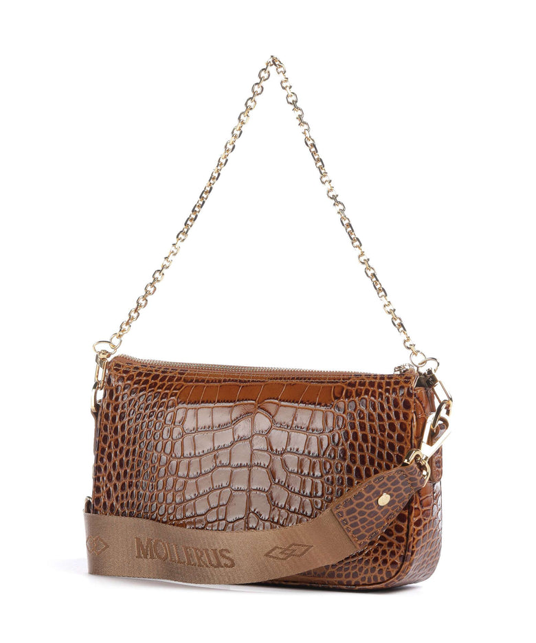 Maison Mollerus Croco Zell Shoulder bag honey braun