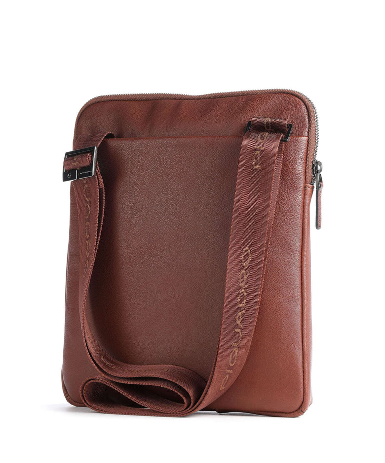 Piquadro Black Square Crossbody bag cuoio