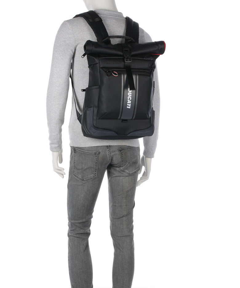 Piquadro Corner Special Ducati Rolltop backpack black