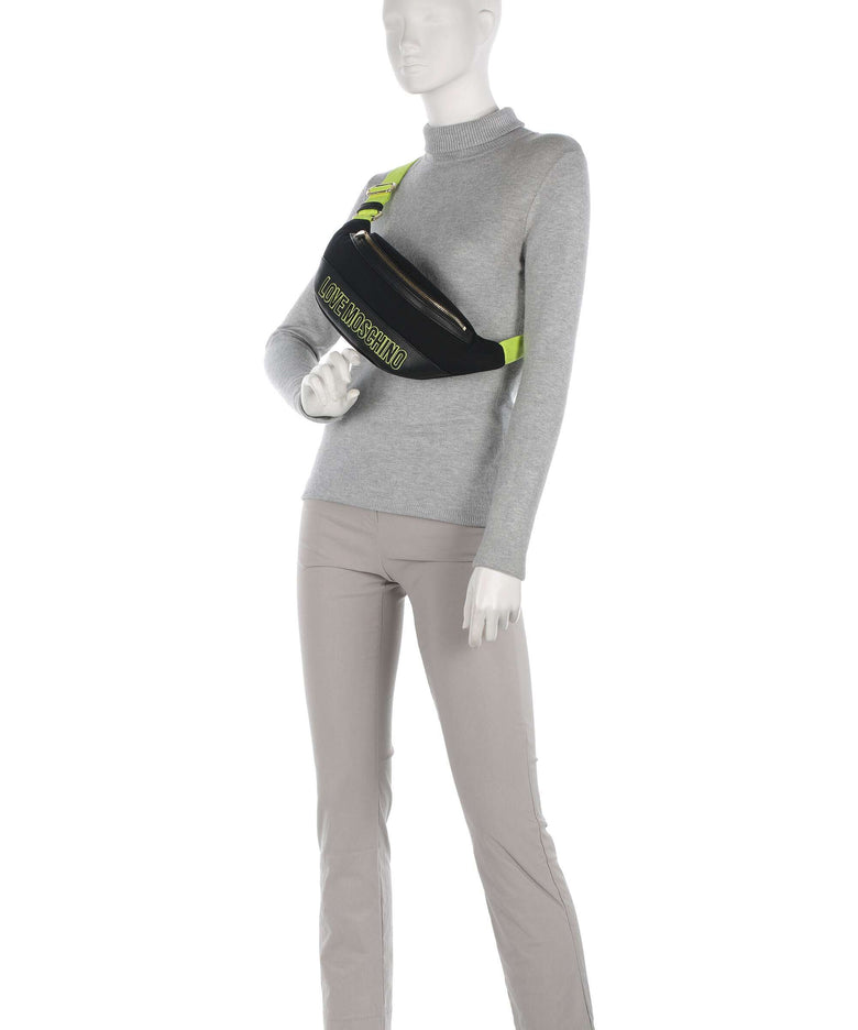 Love Moschino Free Time Belt bag nero/lime