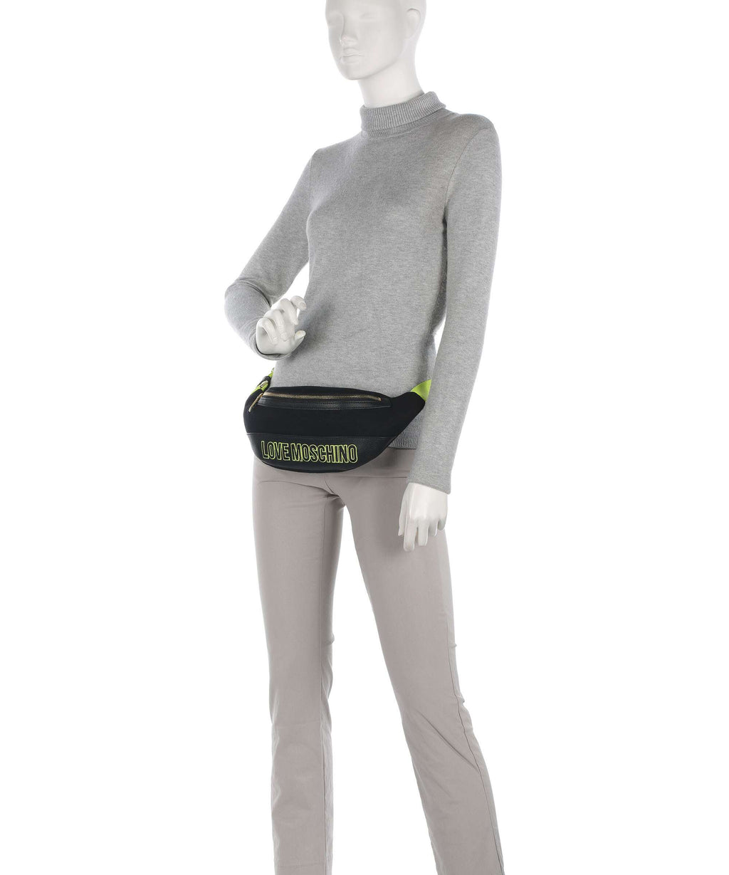 Love Moschino Free Time Fanny pack nero/lime