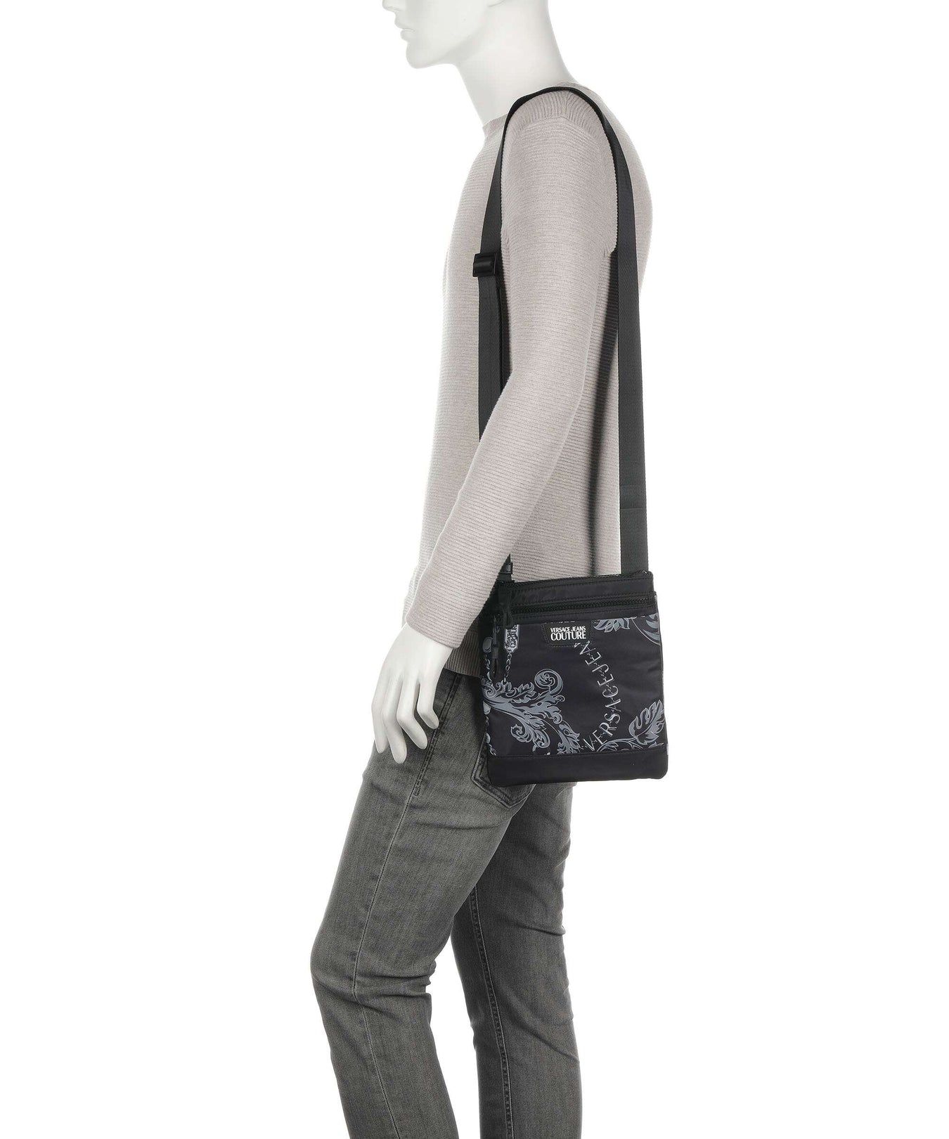 Versace Jeans Couture Iconic Printed Logo Crossbody bag black