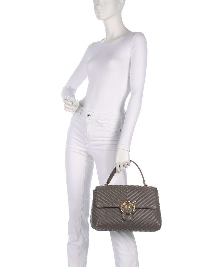Pinko Love Lady Puff Big Handbag grigio asfalto/antique gold