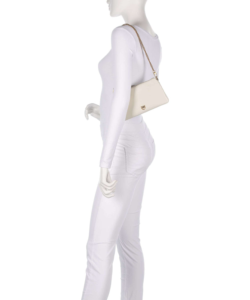 Pinko Double Mini Shoulder bag bianco seta/antique gold