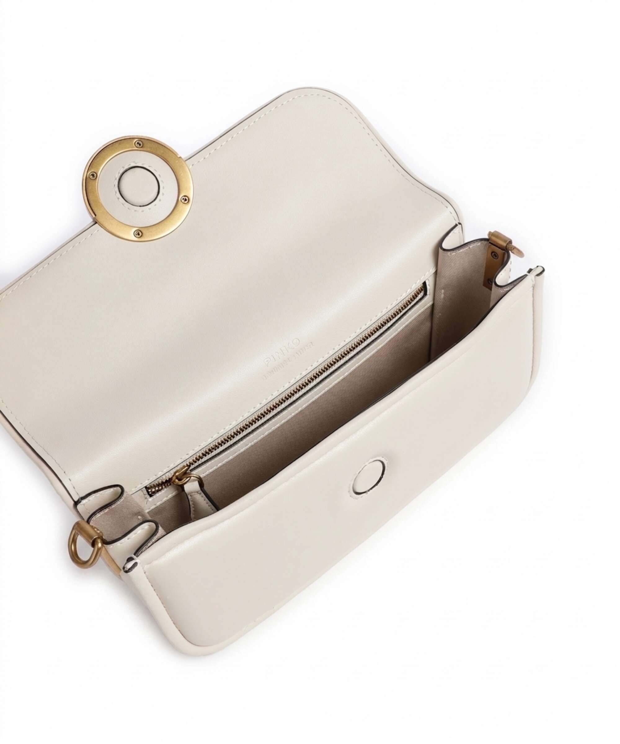 Pinko Love Box Horizontal Shoulder bag bianco seta/antique gold