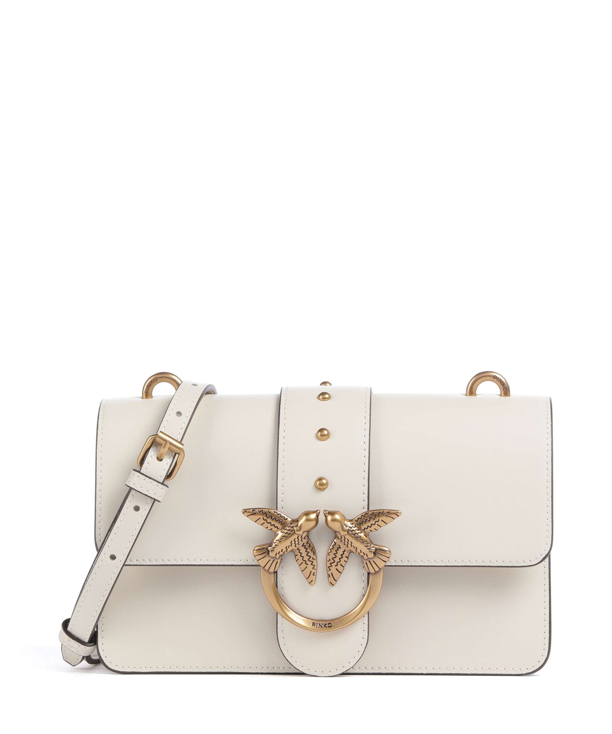 Pinko Love One Mini Crossbody bag bianco seta/antique gold