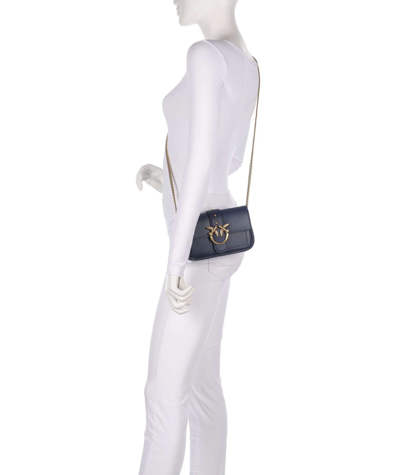 Pinko Love One Pocket Wallet blu indaco ombroso/antique gold