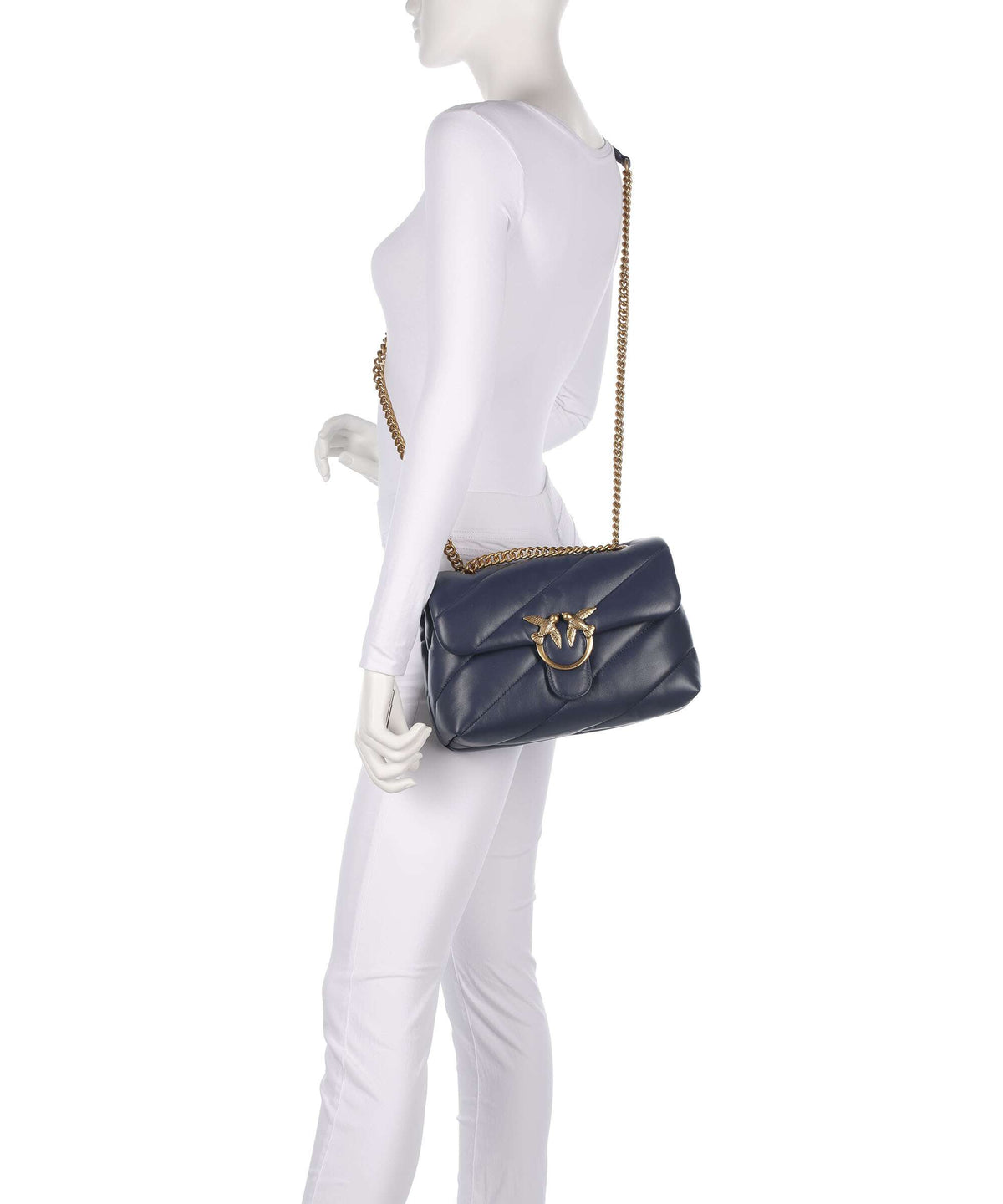 Pinko Love Puff Classic Shoulder bag blu indaco ombroso/antique gold