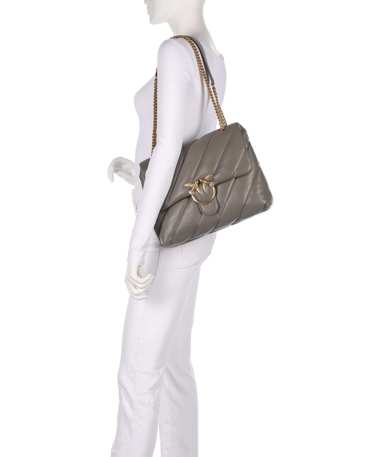 Pinko Love Puff Big Shoulder bag grigio asfalto/antique gold