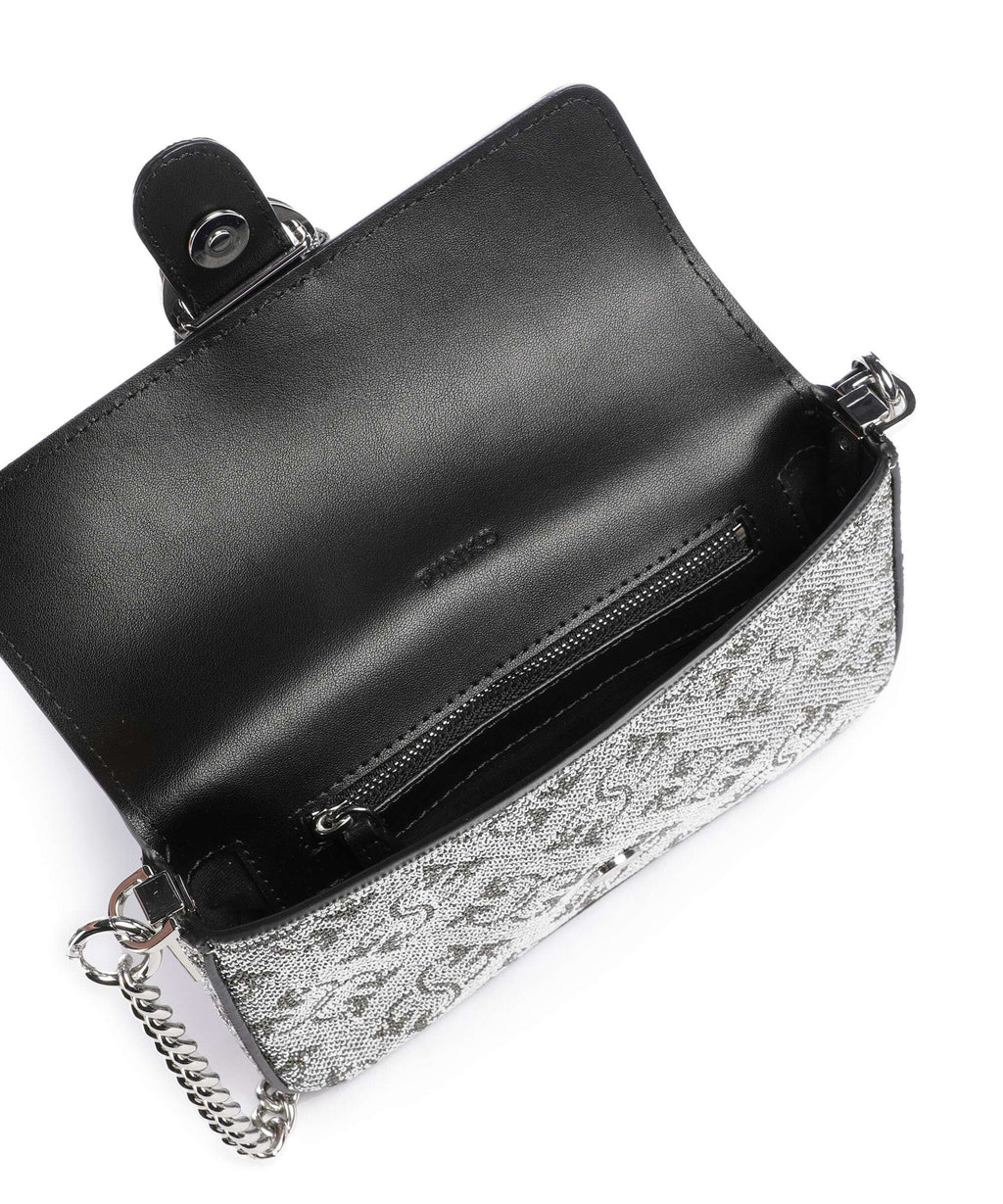 Pinko Love One Baby Slouchy Crossbody bag argento/nickel lucido