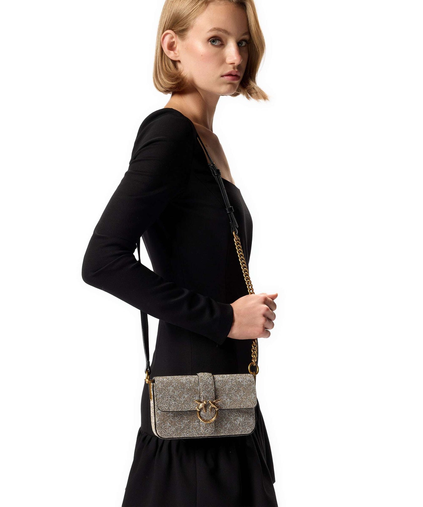 Pinko Love One Baby Slouchy Crossbody bag oro/antique gold