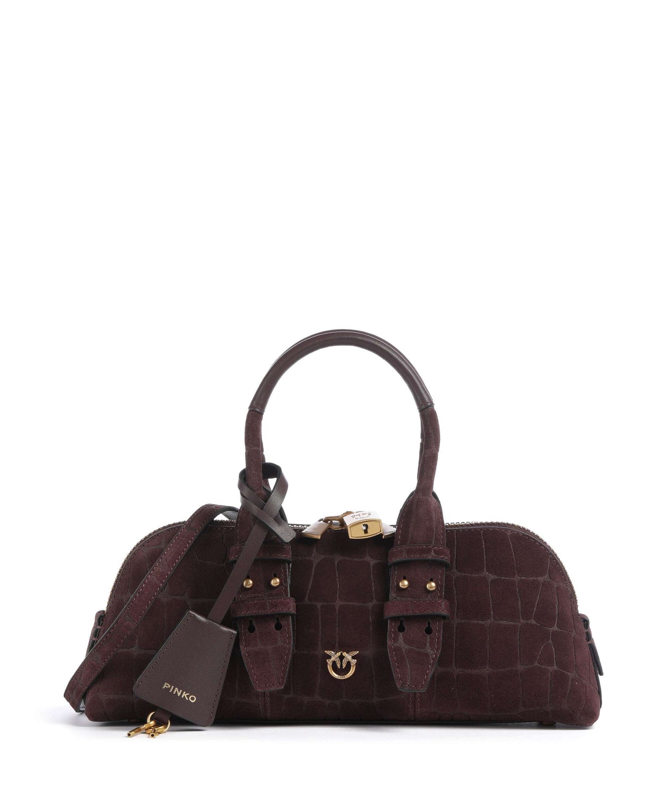 Pinko Bowling Horizontal Handbag rosso mogano/antique gold